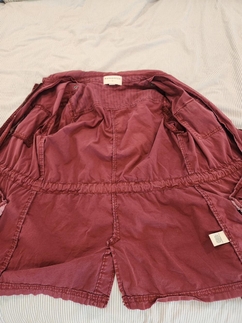 Marrakech Nola Cotton Maroon Utility Jacket with Interior Waist Drawcord - Picture 5 of 10